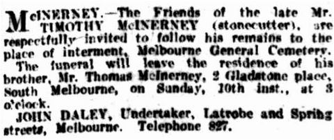 1915 Tim McInerney funeral notice Argus Jan 09 p1 Capture.jpg